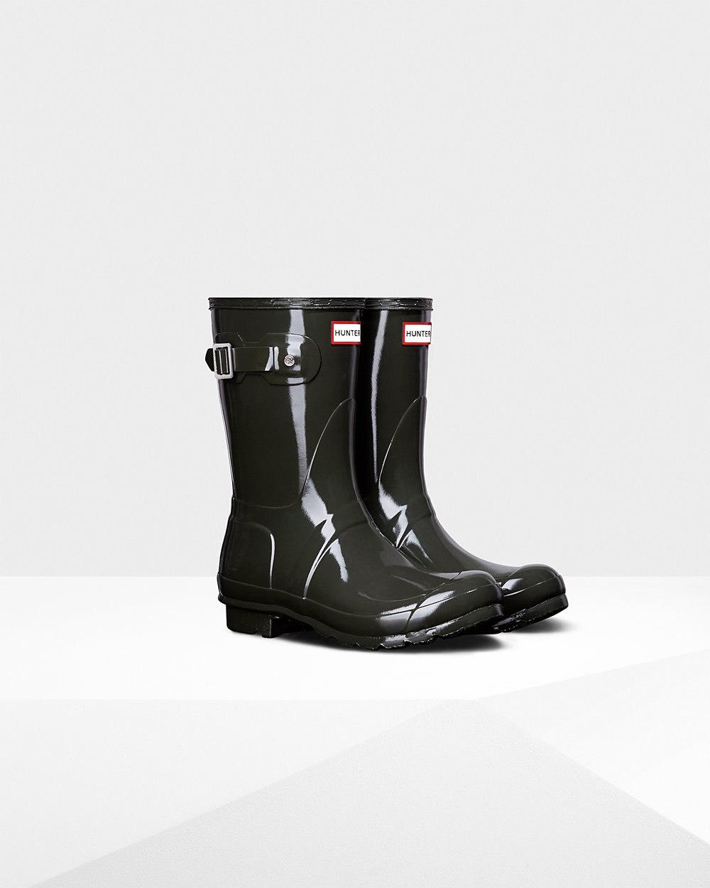 Botas de Lluvia Cortas Hunter Mujer - Original Gloss - Verde Oscuro Oliva - DHTGPKS-18